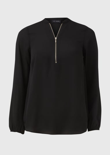 Et Vous Black Zip Up Blouse