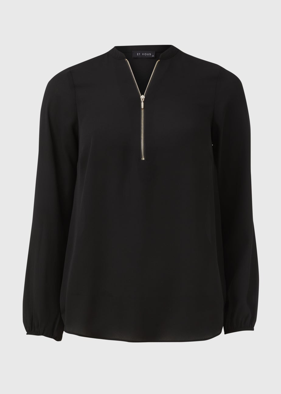 Et Vous Black Zip Up Blouse