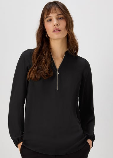 Et Vous Black Zip Up Blouse