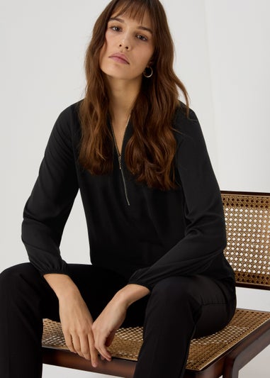 Et Vous Black Zip Up Blouse
