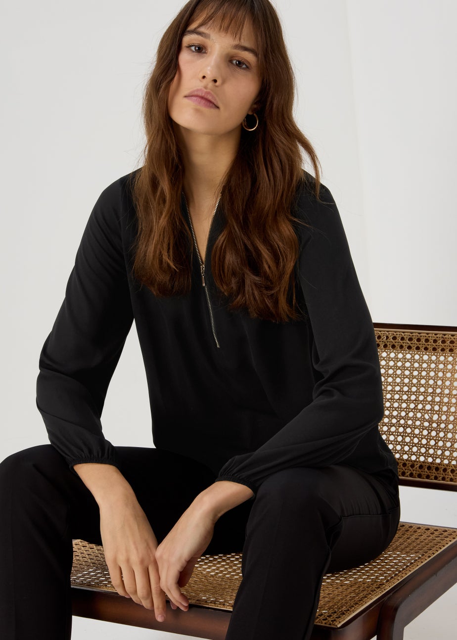 Et Vous Black Zip Up Blouse