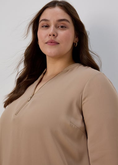 Et Vous Nude Zip Up Blouse