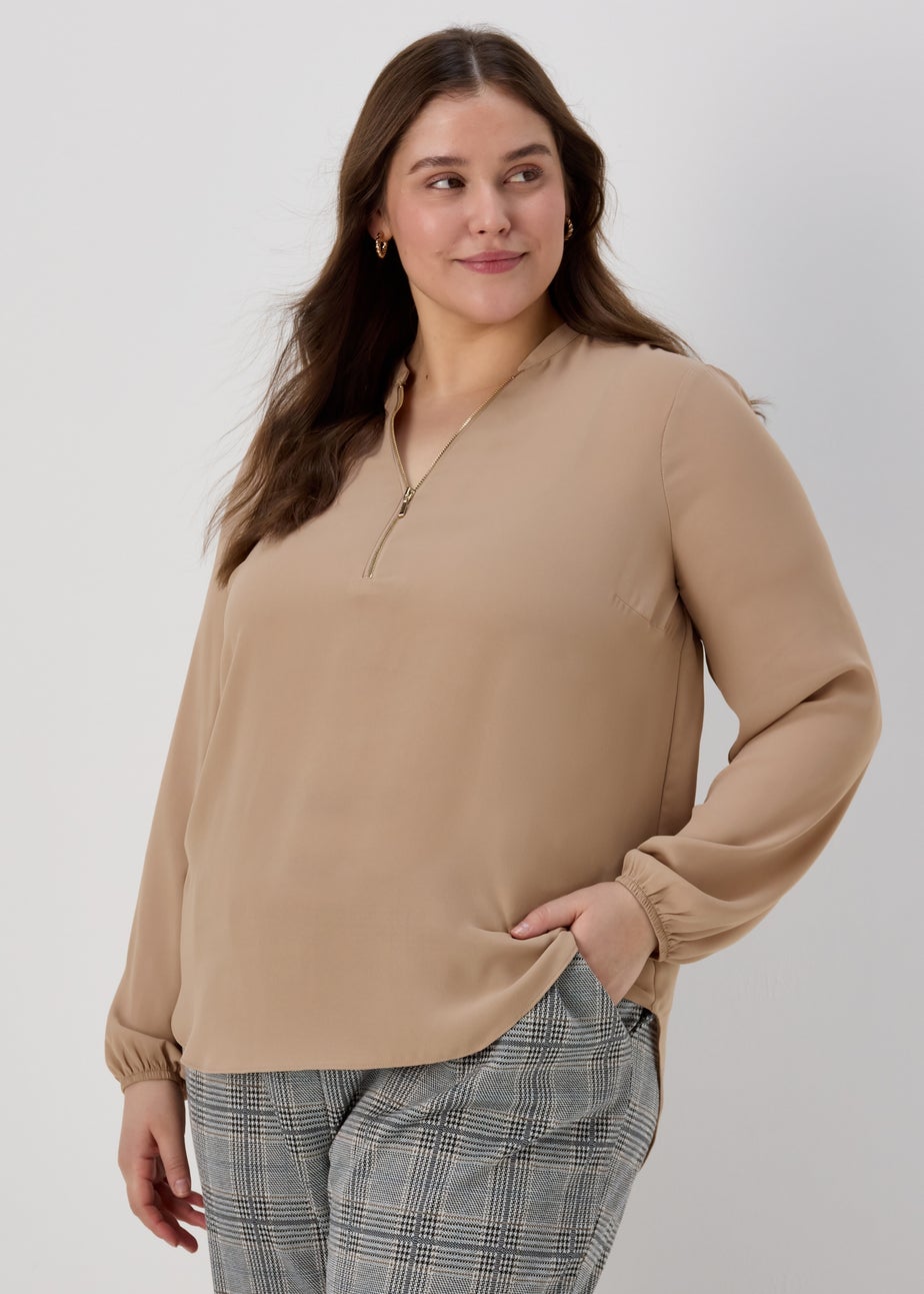 Et Vous Nude Zip Up Blouse