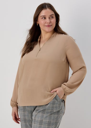 Et Vous Nude Zip Up Blouse