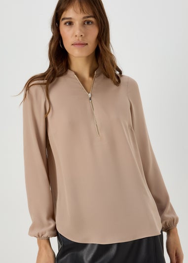 Et Vous Nude Zip Up Blouse