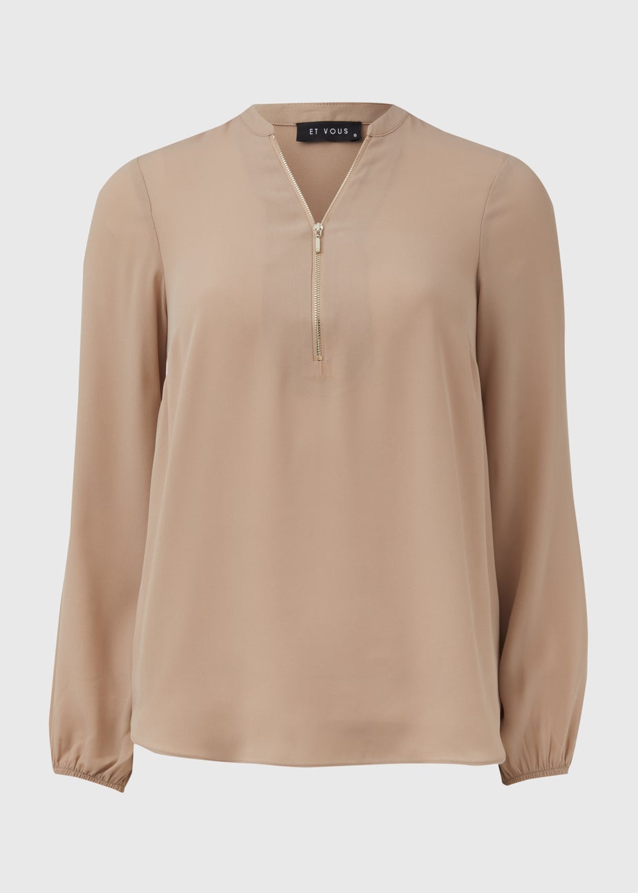 Et Vous Nude Zip Up Blouse