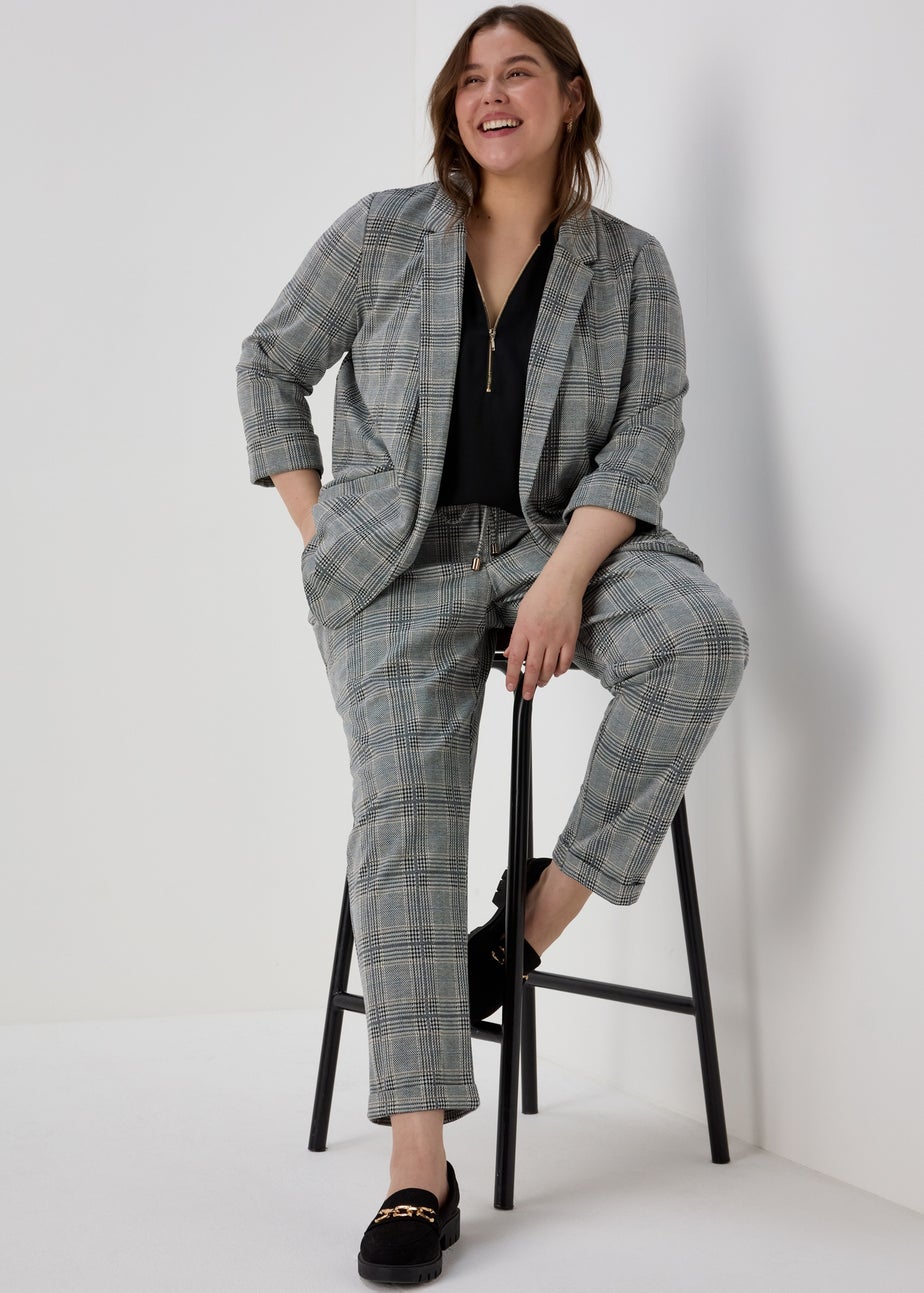 Et Vous Grey Check Ponte Blazer