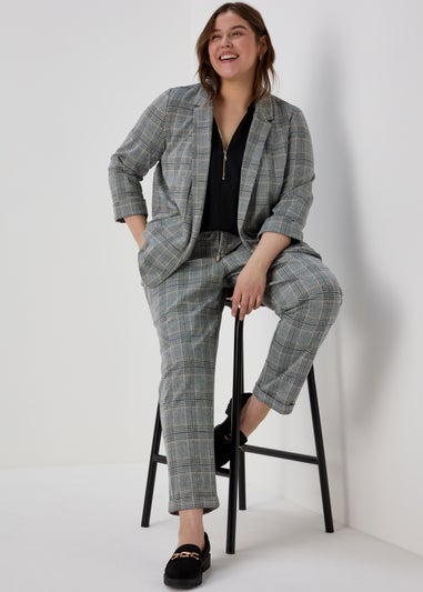 Et Vous Grey Check Ponte Blazer