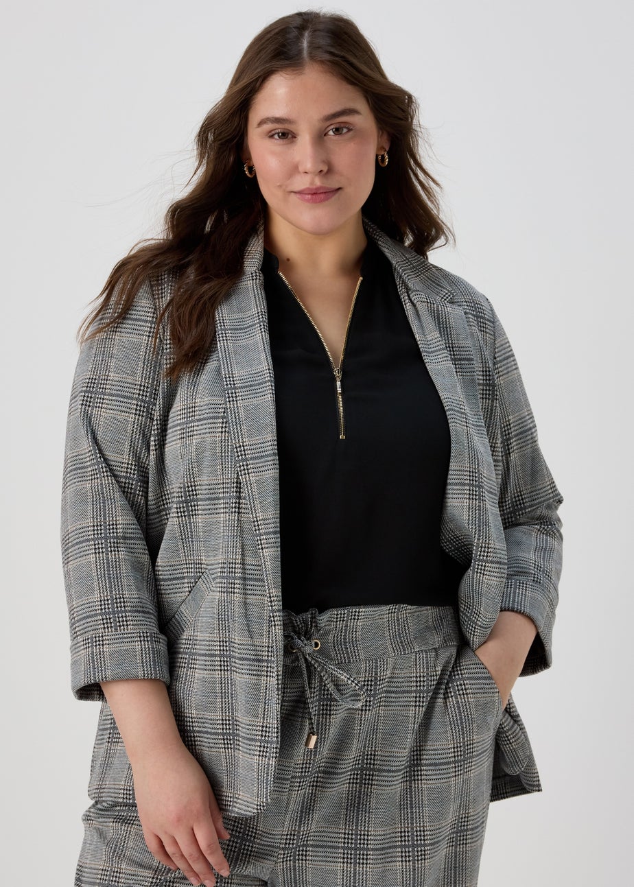 Et Vous Grey Check Ponte Blazer