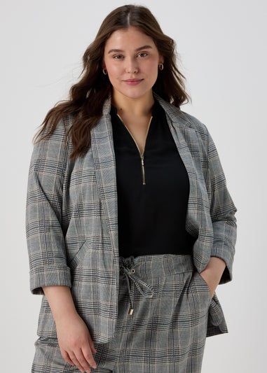 Et Vous Grey Check Ponte Blazer