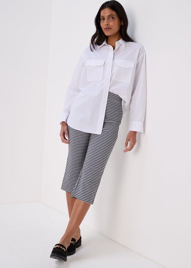 Papaya White & Black Bengaline Cropped Gingham Trousers