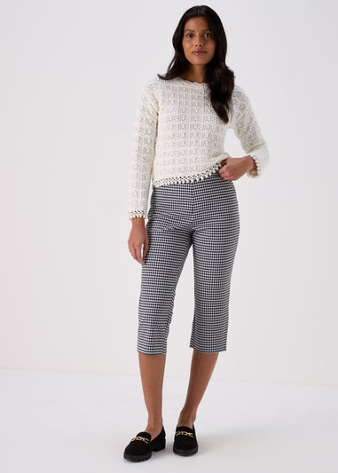 Papaya White & Black Bengaline Cropped Gingham Trousers