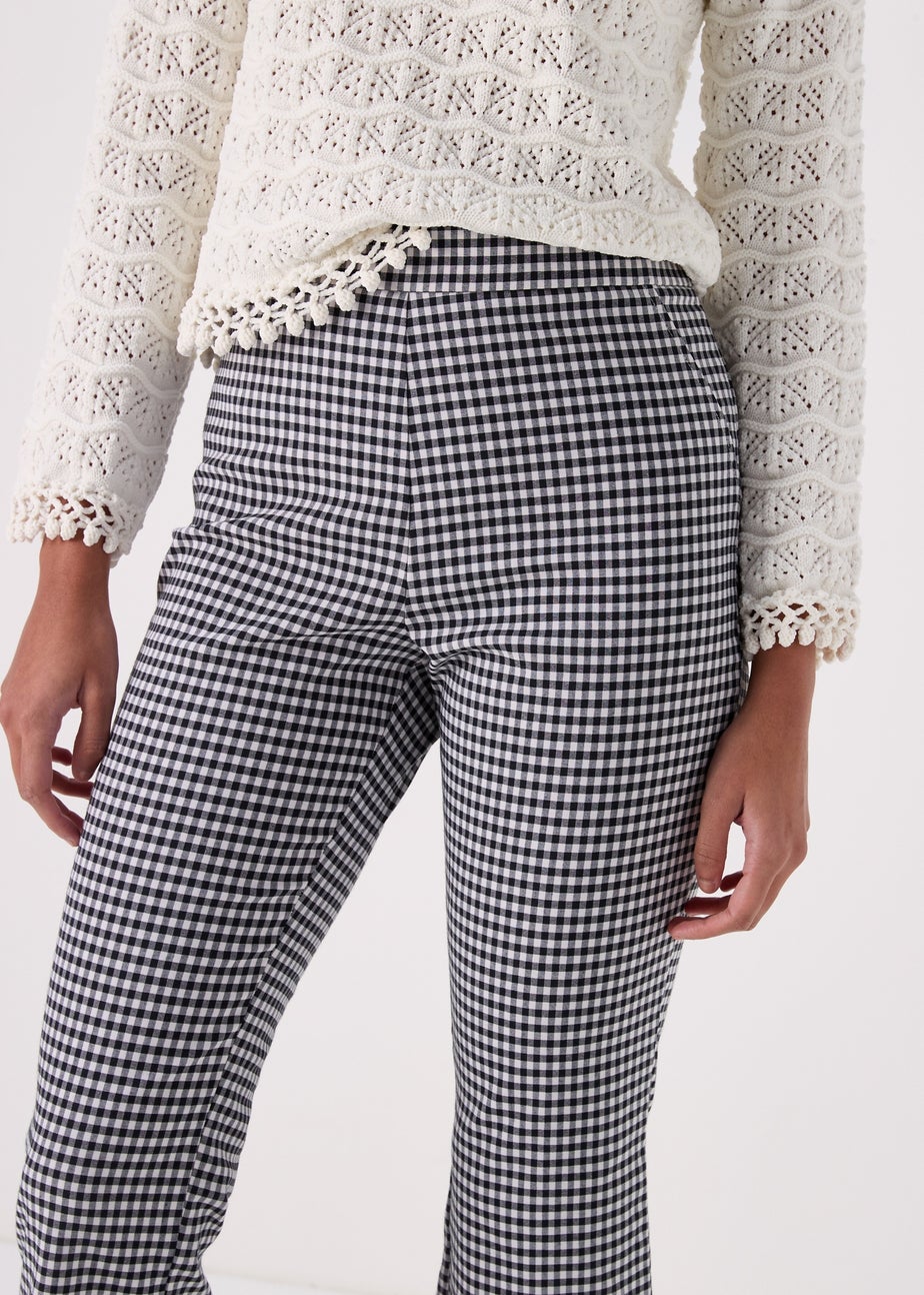 Papaya White & Black Bengaline Cropped Gingham Trousers