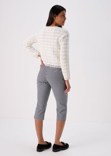 Papaya White & Black Bengaline Cropped Gingham Trousers