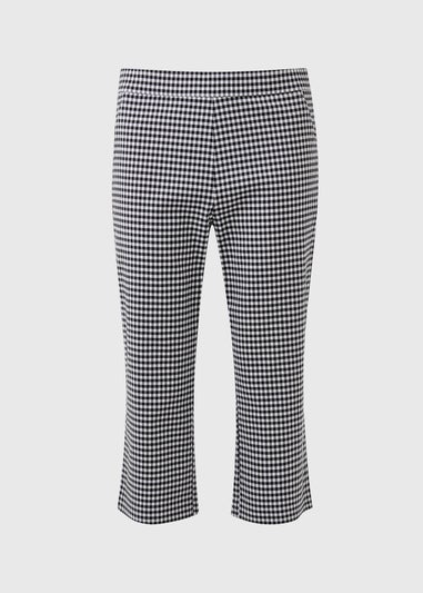 Papaya White & Black Bengaline Cropped Gingham Trousers