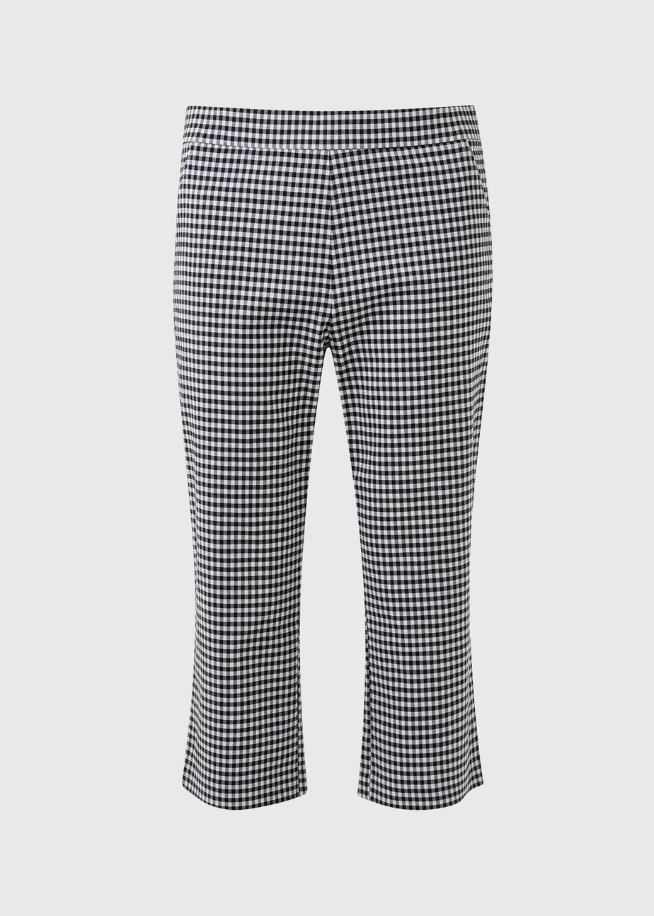 Papaya White & Black Bengaline Cropped Gingham Trousers