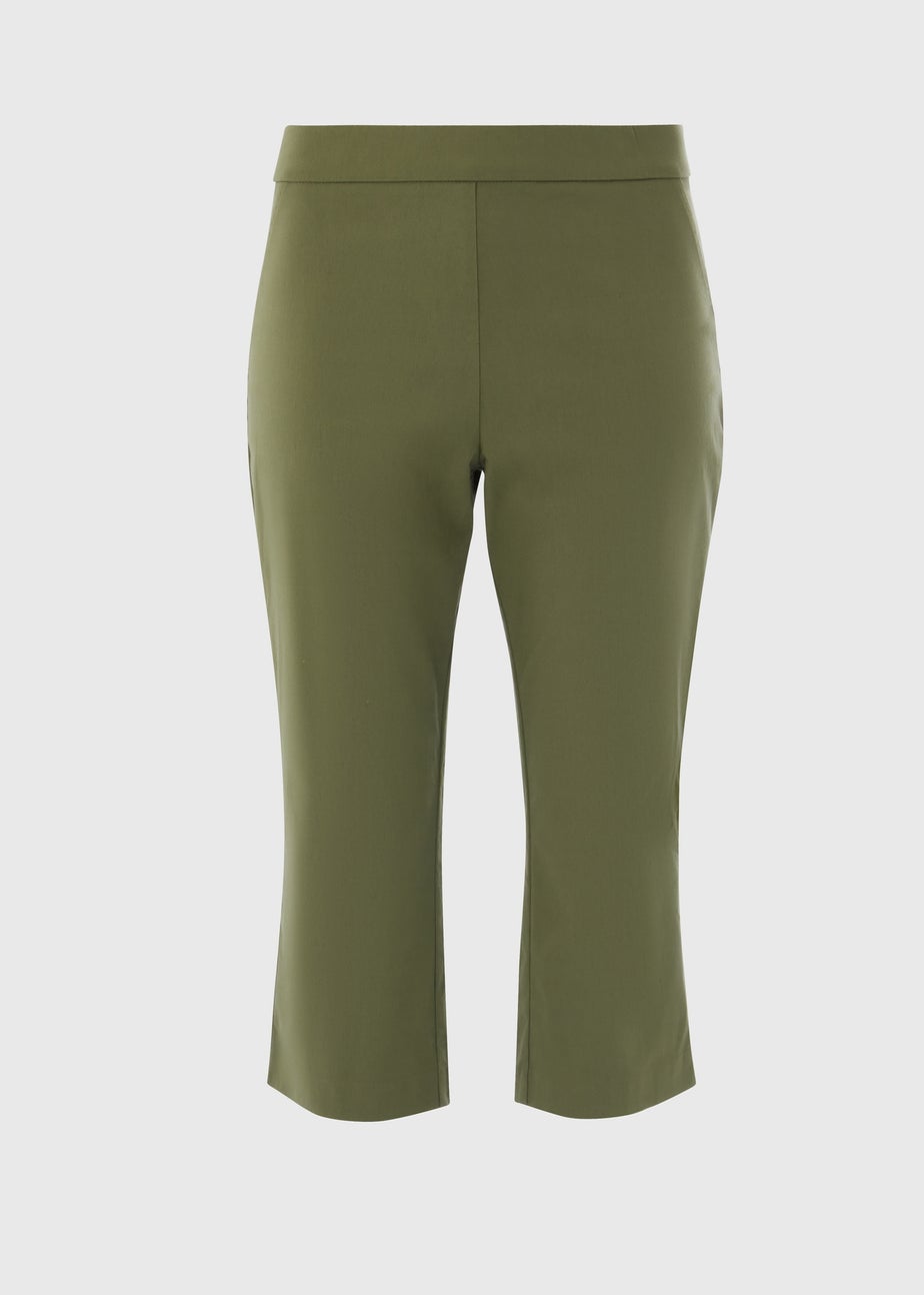 Khaki Bengaline Crop Trousers