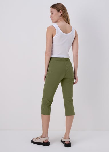 Khaki Bengaline Crop Trousers