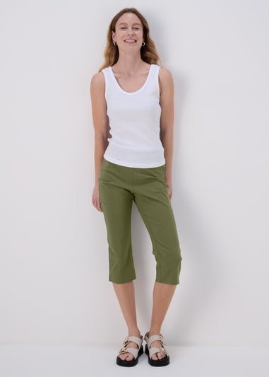 Khaki Bengaline Crop Trousers