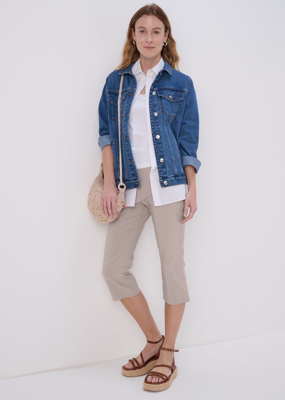 Stone Bengaline Crop Trousers