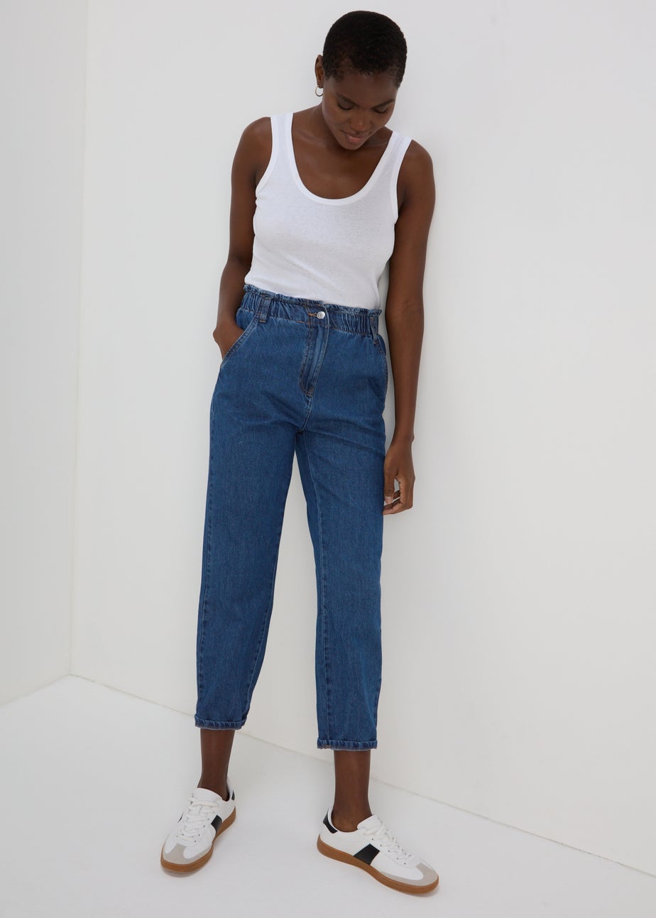 Bright Blue Paperbag Jeans