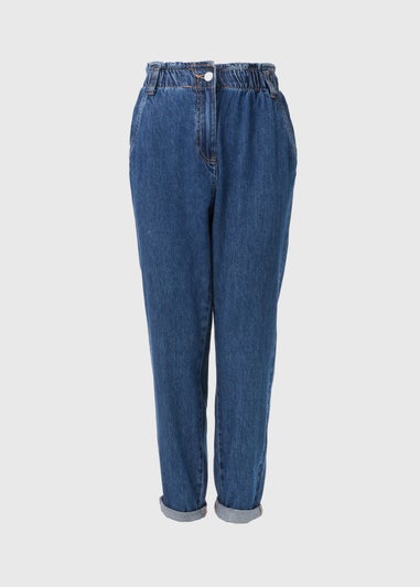 Bright Blue Paperbag Jeans