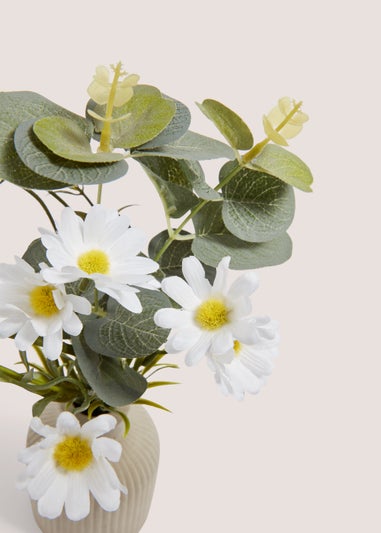 Grey Vase With Daisies (24cm x 8cm x 8cm)