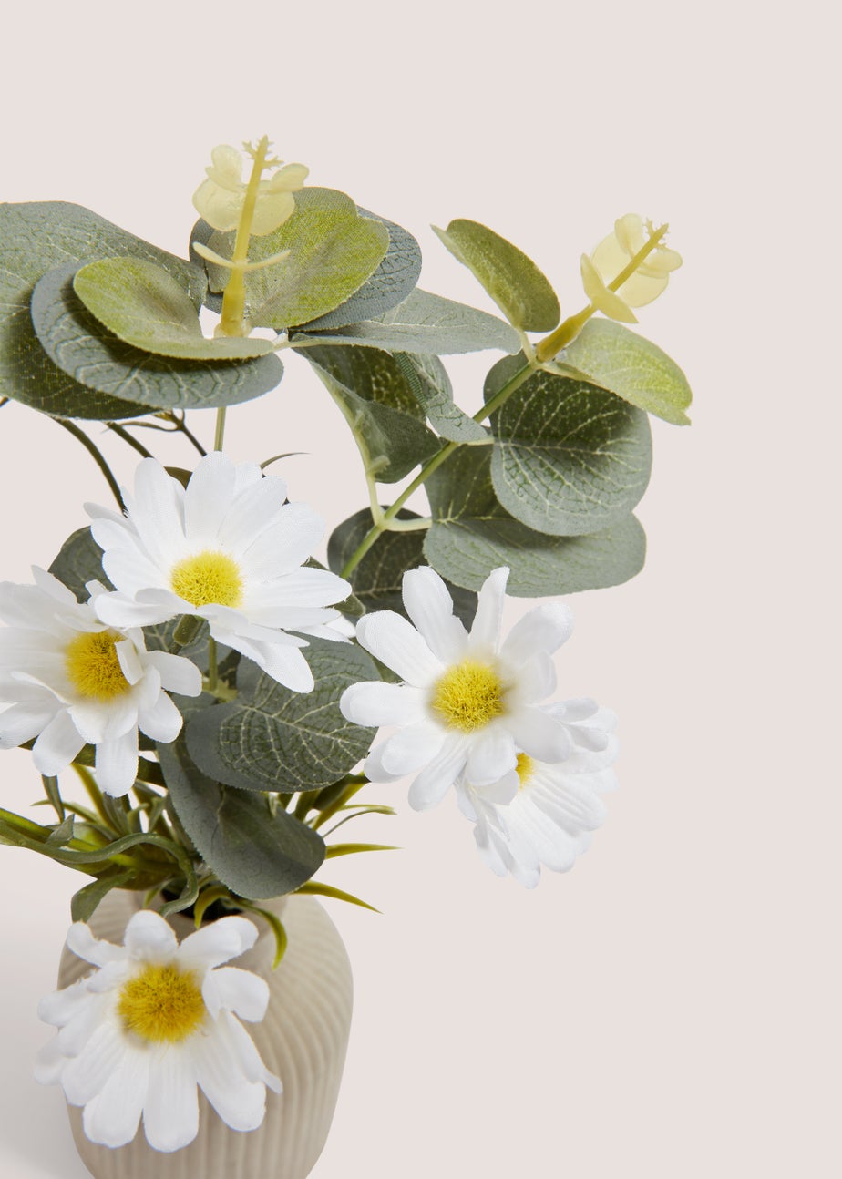 Grey Vase With Daisies (24cm x 8cm x 8cm)