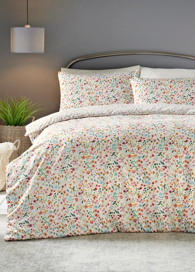 Multicoloured Watercolour Floral Duvet Set