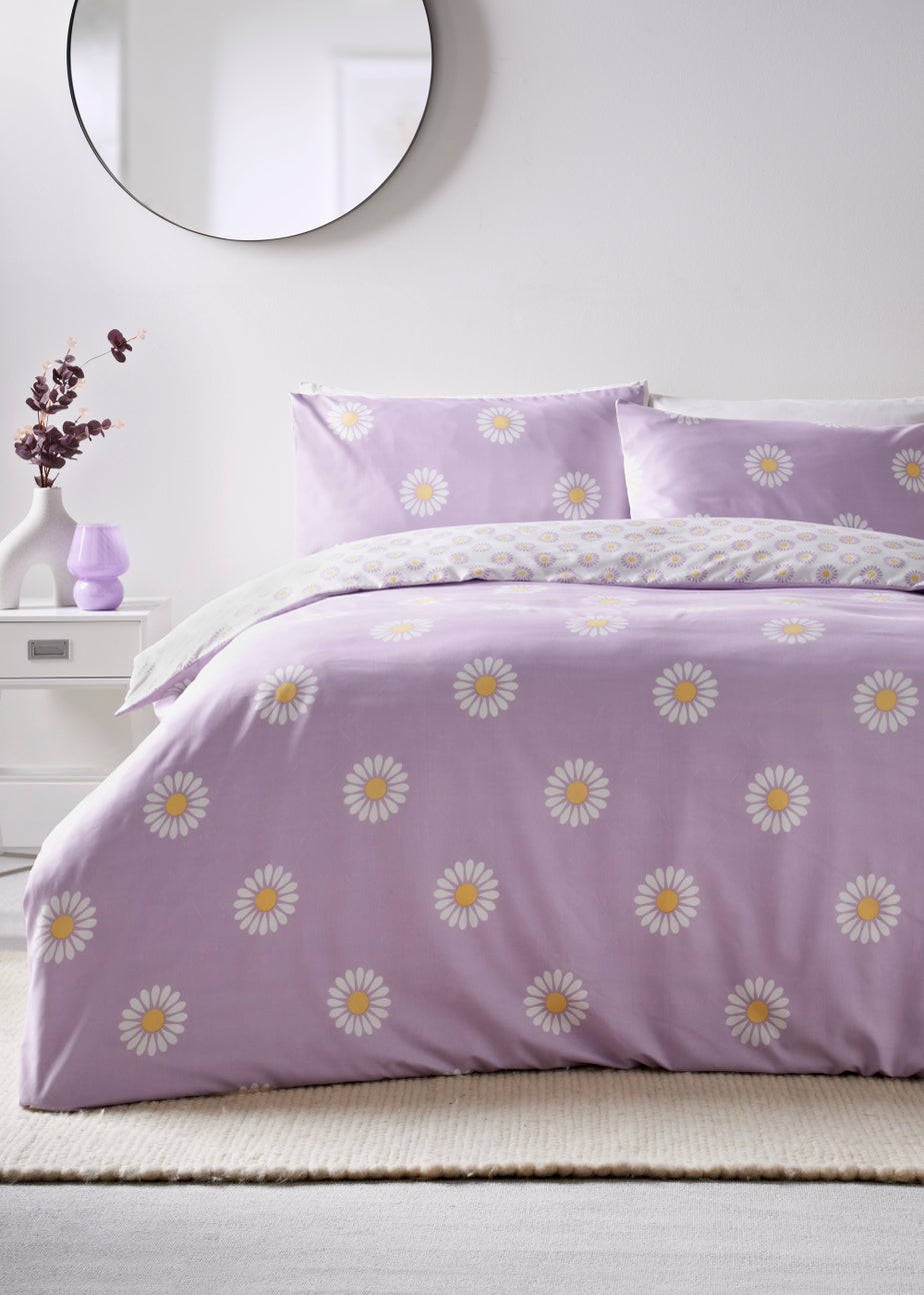 Purple Daisy Print Duvet Set