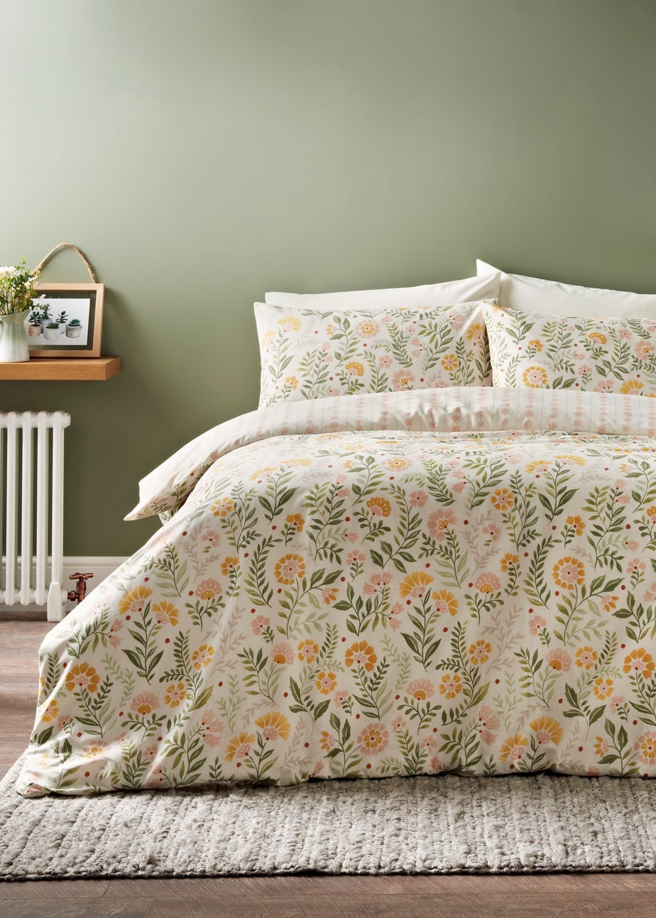 Green Floral Folk Duvet Set