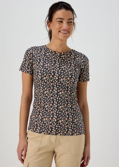 Navy Leopard Print Perfect T-Shirt