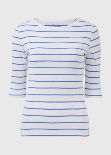 Blue Stripe 3/4 Sleeve T-Shirt