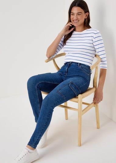 Blue Stripe 3/4 Sleeve T-Shirt