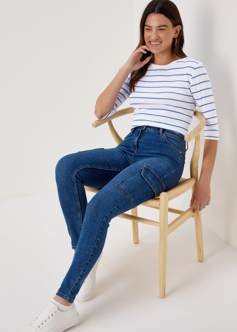 Blue Stripe 3/4 Sleeve T-Shirt