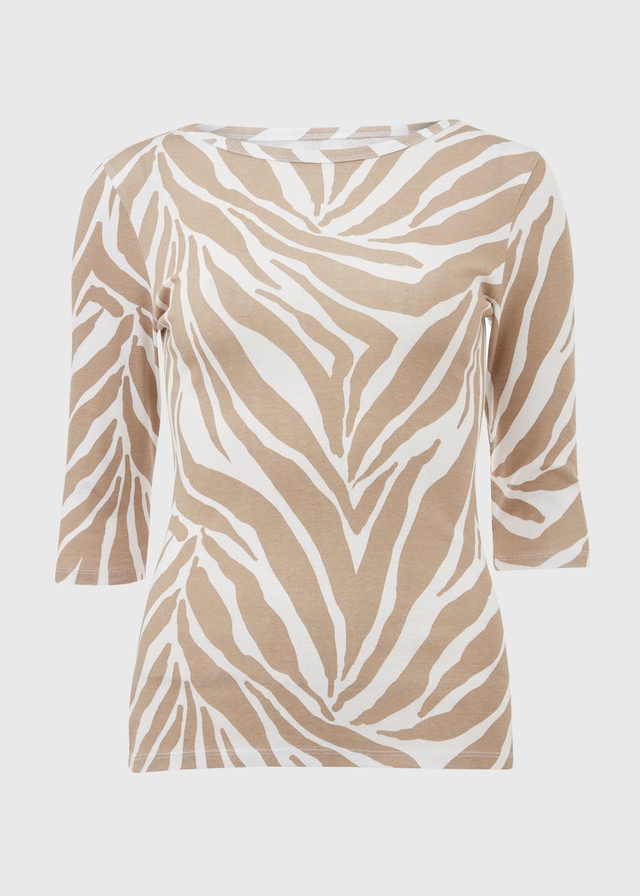 Beige Zebra 3/4 Sleeve T-Shirt