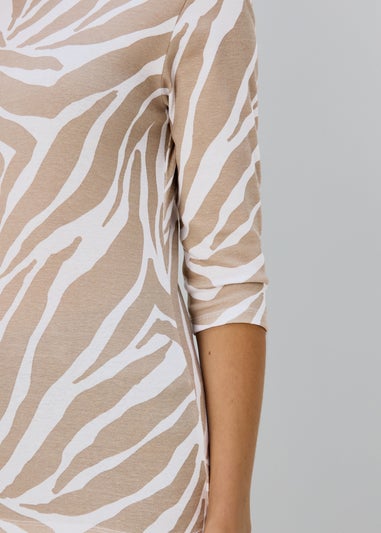 Beige Zebra 3/4 Sleeve T-Shirt