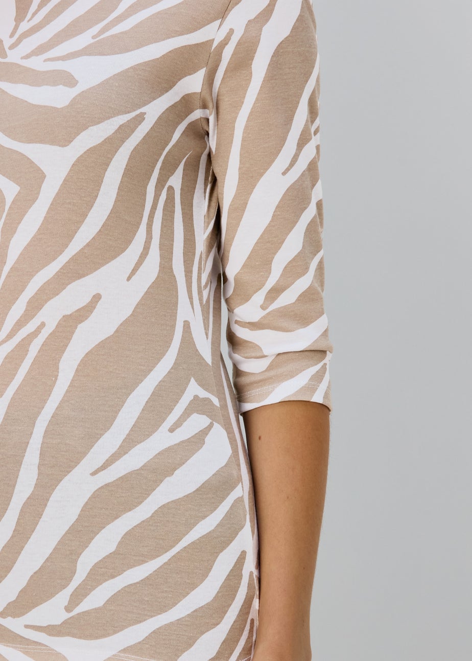 Beige Zebra 3/4 Sleeve T-Shirt