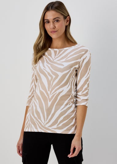 Beige Zebra 3/4 Sleeve T-Shirt