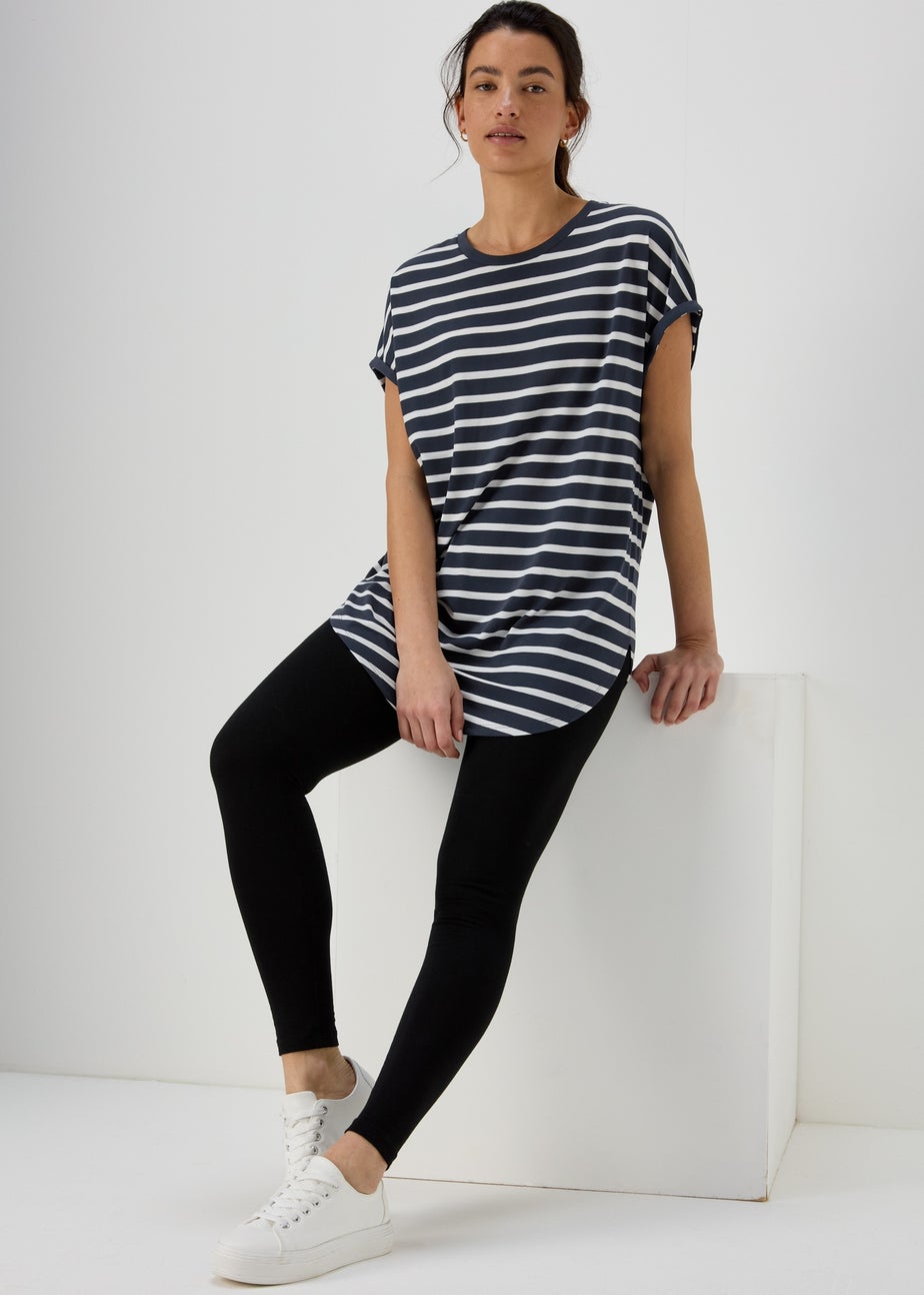 Navy Longline Stripe T Shirt