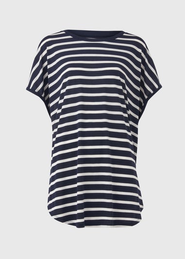 Navy Longline Stripe T Shirt
