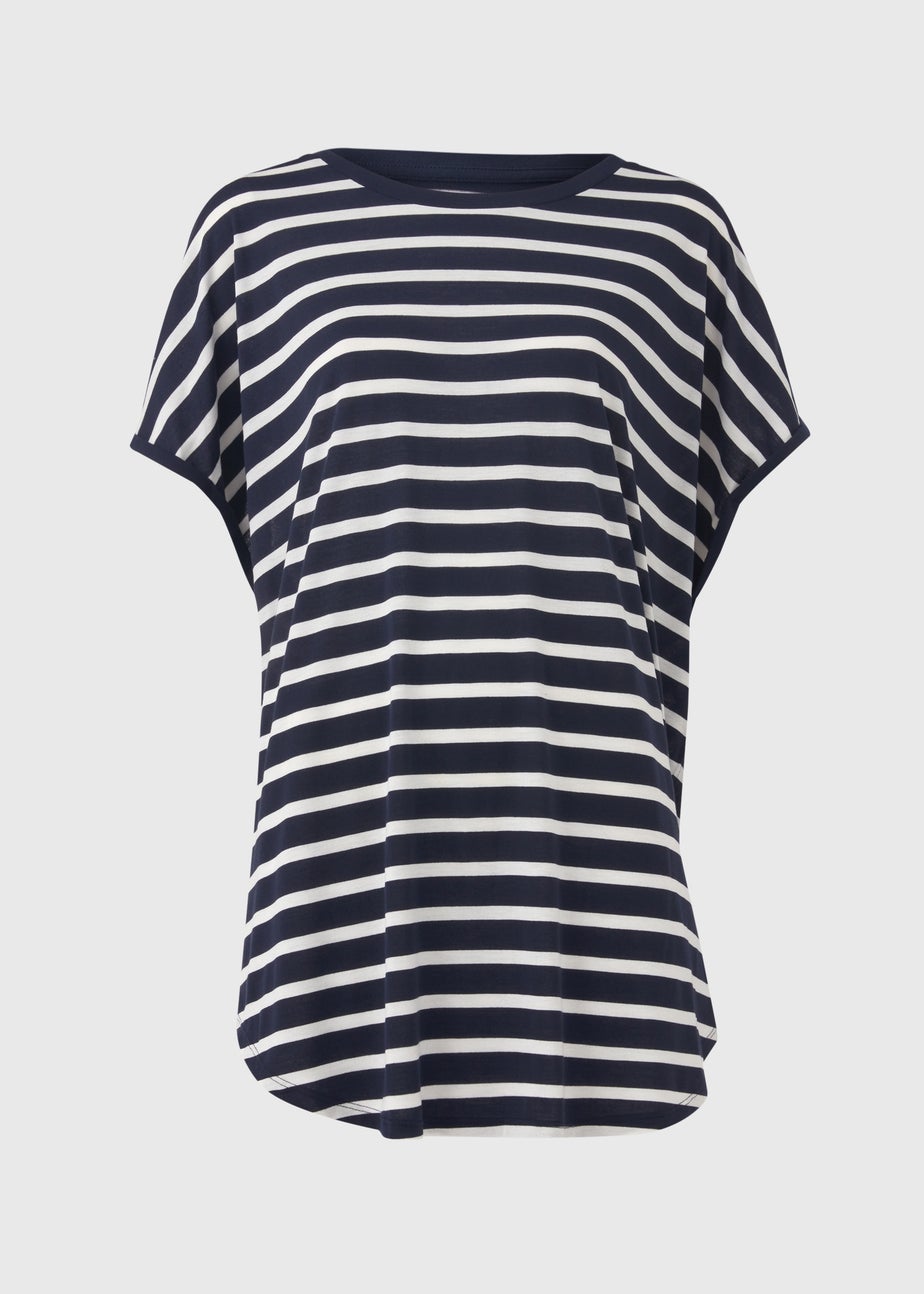 Navy Longline Stripe T Shirt