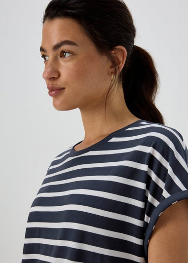 Navy Longline Stripe T Shirt