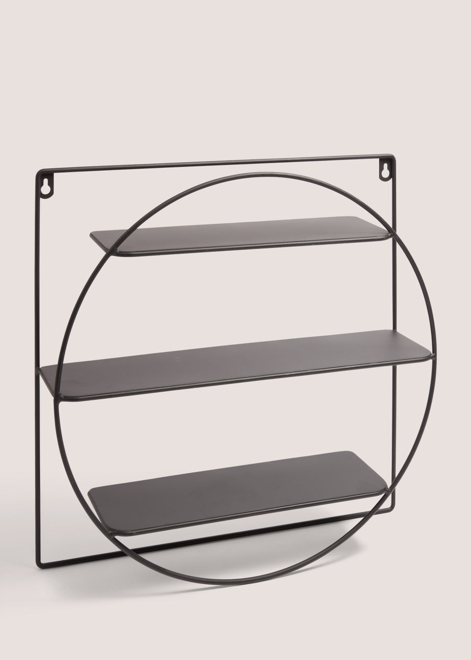 Black Metal Round Shelf (44x44x10cm)