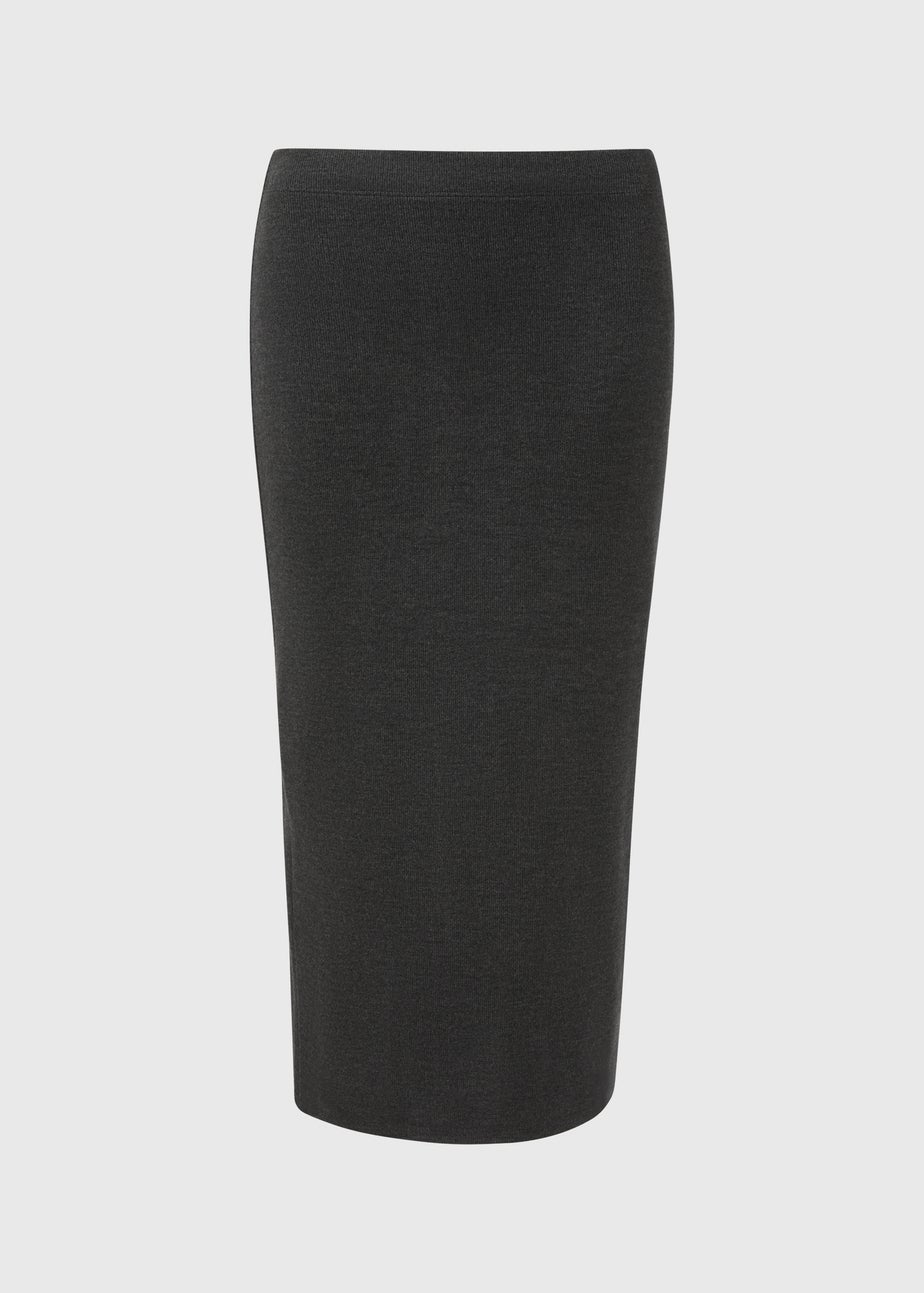 Charcoal Soft Touch Midi Skirt