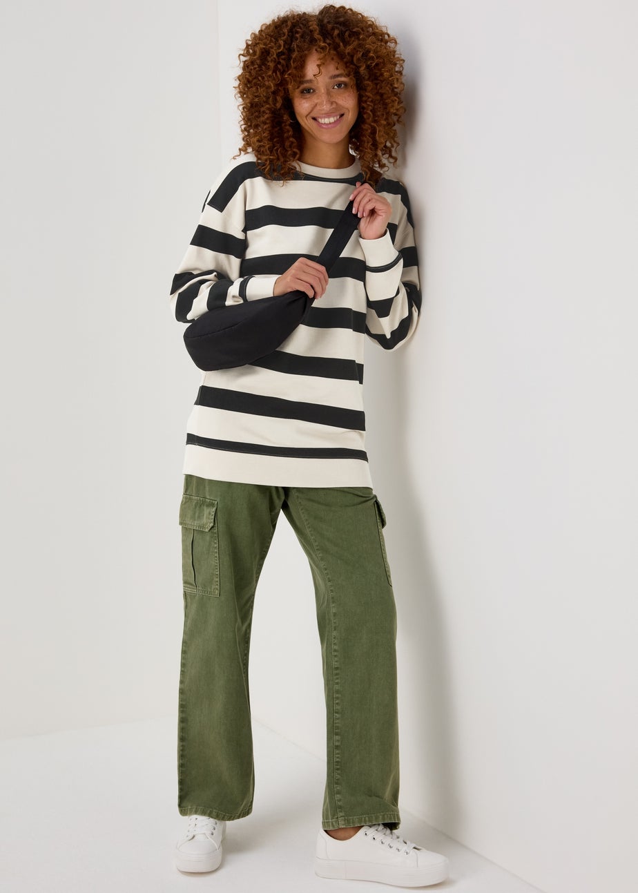 Black & Cream Stripe Sweatshirt