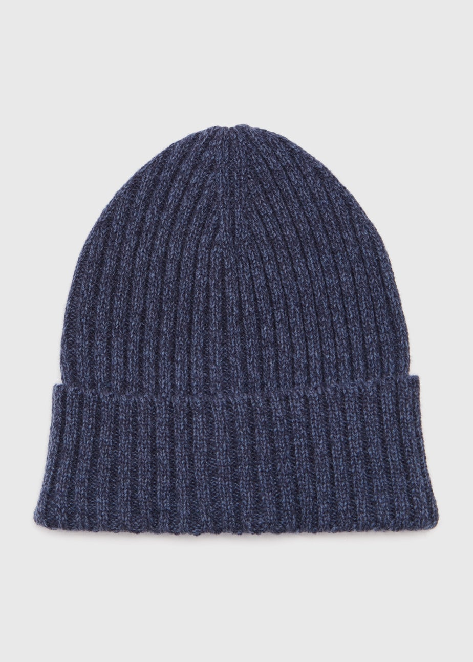 Blue Ribbed Thick Beanie