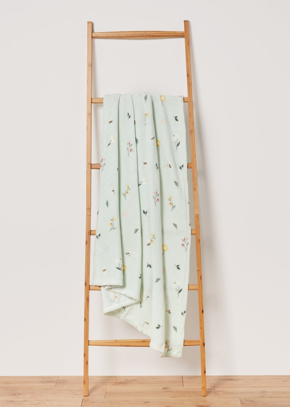 Green Bee Floral Throw (130cm x 150cm)