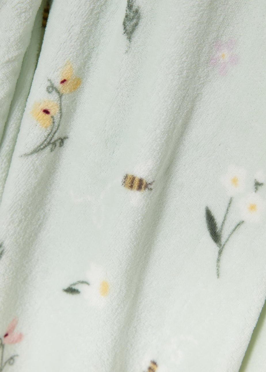Green Bee Floral Throw (130cm x 150cm)