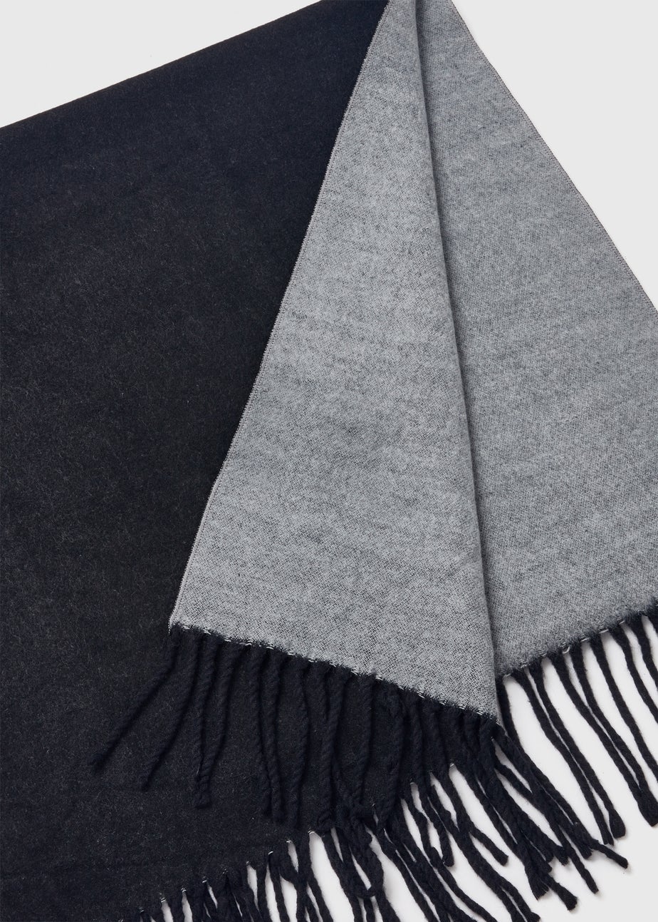 Grey Reversible Tassle Scarf